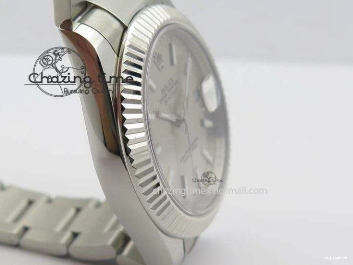 Gray SS Dial A3136 Sliver On Sticks 41mm SS Bracelet Markers Datejust II 116334 1225